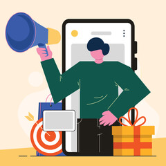 illustration of people shopping getting discounts