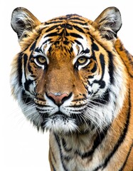 Obraz premium Majestic Tiger Portrait: Intense Gaze, Striking Stripes, Wildlife Art