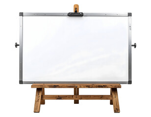Obraz premium Blank Whiteboard on Wooden Easel, Transparent Background