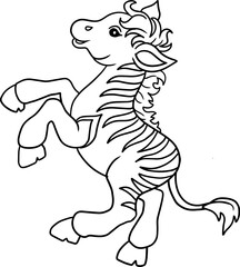 zebra cartoon image line vector illustration isolated on white background