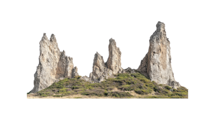 Majestic Stone Pinnacles on a Verdant Hilltop - Dramatic Rock Formation Landscape