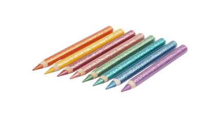 Fototapeta premium Sparkling Glitter Colored Pencils Rainbow Hues Art Supplies