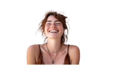 Joyful Young Woman with Red Hair Laughing Brightly