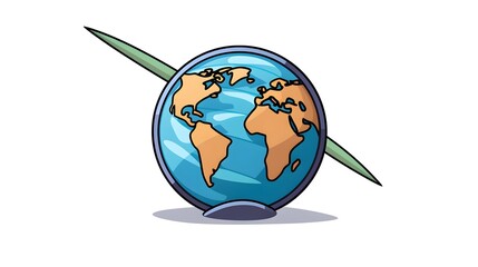 Earth with arrow icon cartoon vector illustration for designs focused on growth and progress