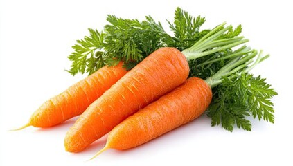 Fresh carrots with vibrant green leaves