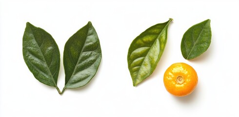 Fresh citrus leaves and fruit