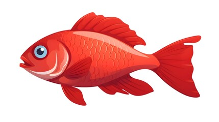 Fish Icon Cartoon Vector Illustration: White Background Isolated Design Element