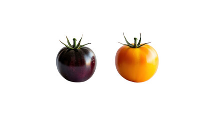 Vibrant Contrast Black and Golden Tomatoes on Transparent Background