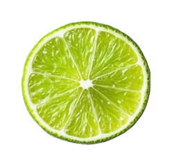 Freshly sliced lime cross-section on a contrasting surface, cut out - stock png.