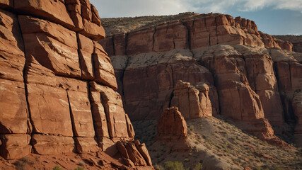 Eroded Sandstone Cliffs with Unique Geological Patterns
 in Utah