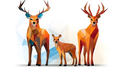 Fototapeta premium Geometrical Animals Cartoon Vector Illustration Isolated on White Background