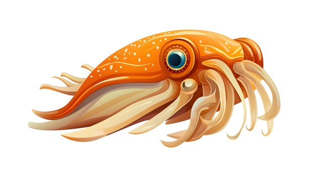 Colorful Cuttlefish Cartoon Vector Illustration for Marine Life Designs