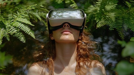 VR Immersion Woman in Nature.