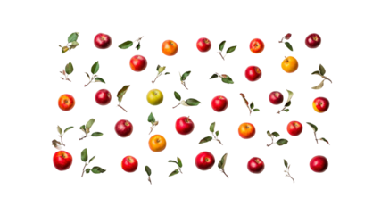 Colorful Apple Pattern on Transparent Background Fresh, Vibrant Autumn Harvest