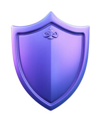 Purple shield emblem with leaf detail design, cut out - stock png.