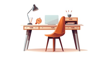 Minimalist Cartoon Vector Workspace on Table for Professional Settings