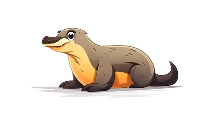 Obraz premium Cute Cartoon Vector Illustration of a Platypus Isolated on a White Background