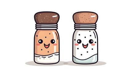 Cartoon Salt and Pepper Shakers Vector Illustration for Kitchenware Marketing Materials