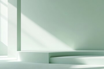Fototapeta premium Minimalist, light-filled, light mint-green studio