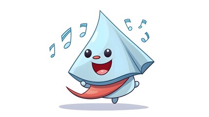 Modern cartoon vector illustration of a song file with a paper plane concept