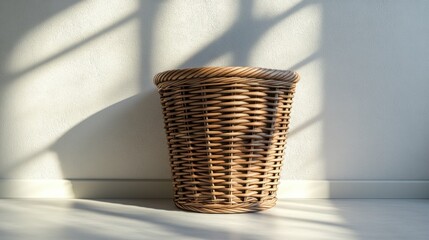 Woven, light brown, decorative basket