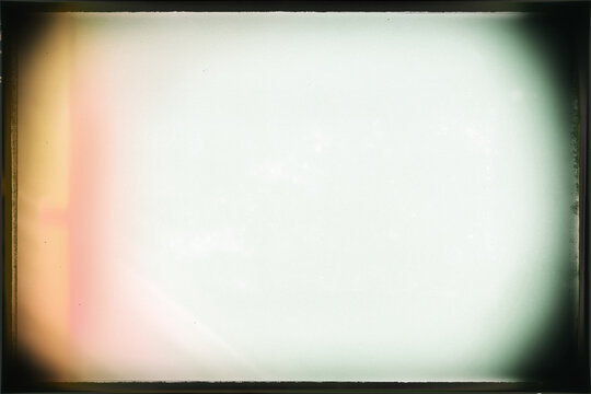 Retro photo film lens frame vignetteing template with chromatic aberration on transparent background. Template for design, vintage film effects, and light leak.