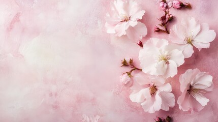 Obraz premium Elegant cherry blossoms on a soft pink background