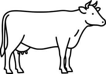 Obraz premium Set of flat vector illustrations in a simple children's style. Cute spotted cow and her baby calf on white background. Frmer animals and their cubs. Vector illustration