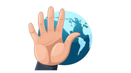 Fototapeta premium Professional Global Concept Hand Gesture Cartoon Vector Illustration