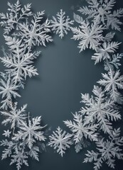 Delicate snowflake frame encircles whimsical winter illustration; ready-to-use Christmas card ,  charming,  delicate