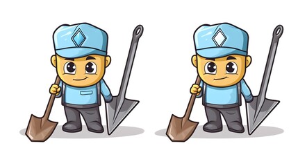 Obraz premium Professional Gradient Line Diamond Caution Emblem and Laborer with Caution Sign for Safety Precaution Illustration