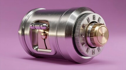 Precisionengineered metallic lock mechanism with intricate details and a golden dial ideal fo