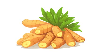Ginger Root Flat Icon: Aromatic Asian Spice Ingredient Graphic for Culinary Designs