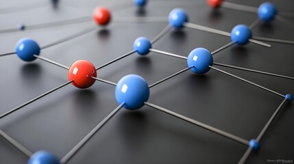 Detailed 3D Rendering of Molecular Structure in Red and Blue Colors