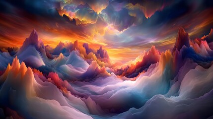 Vibrant Art of Colorful Smoke and Hues in Abstract Landscape Scene