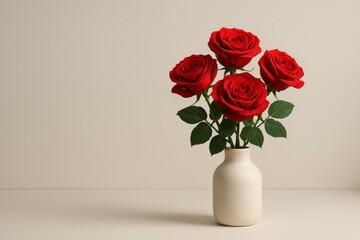 Fototapeta premium Red roses in vase floral arrangement