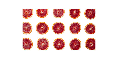 Fototapeta premium Vibrant Red Orange Slices Pattern - Flat Lay Photography