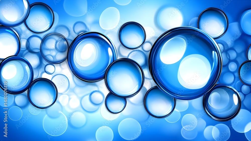 Canvas Prints blue bubbles and smoke effect on soft background