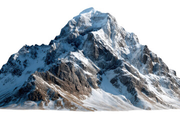 Majestic Mountain Peak: An impressive snow-capped mountain peak, exhibiting its formidable scale and grandeur. Captivating textures in a high angle shot.