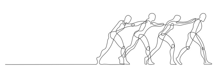 Support people drawn by continuous one line. Single line drawing of romantic or helping concept. Minimalist sketch vector illustration.