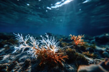 Underwater Coral Garden: Sunlight Filtering Through the Depths
