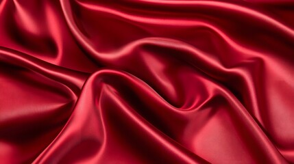 Obraz premium Close-up view of deep crimson silk fabric folds.