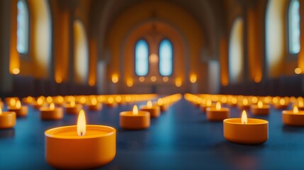 Soft Glow of Burning Candles in an Atmospheric Indoor Setting