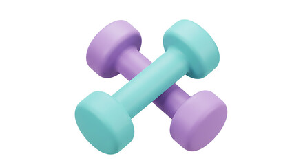 Two pastel colored dumbbells crossing each other promoting fitness and healthy lifestyle