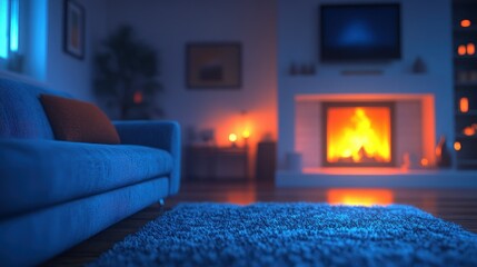Fototapeta premium Cozy living room with fireplace