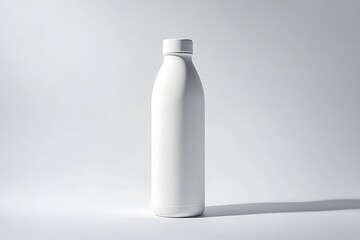 A white insulated bottle, captured in a studio setting with perfect lighting on a white background, offering a pristine product shot