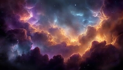 An amazing nebula cloud, with vibrant colors and glowing stars, creates a fantastical universe.