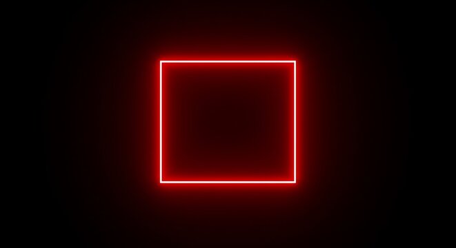 Vibrant neon red square glows on dark background for modern design