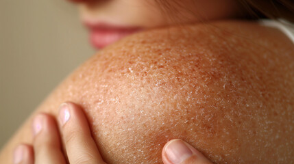 Close Up of Dry Flaky Skin on Shoulder

