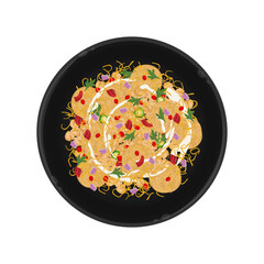 Vector Illustration logo Clipart Top View Papdi Chaat or Papri Chaat